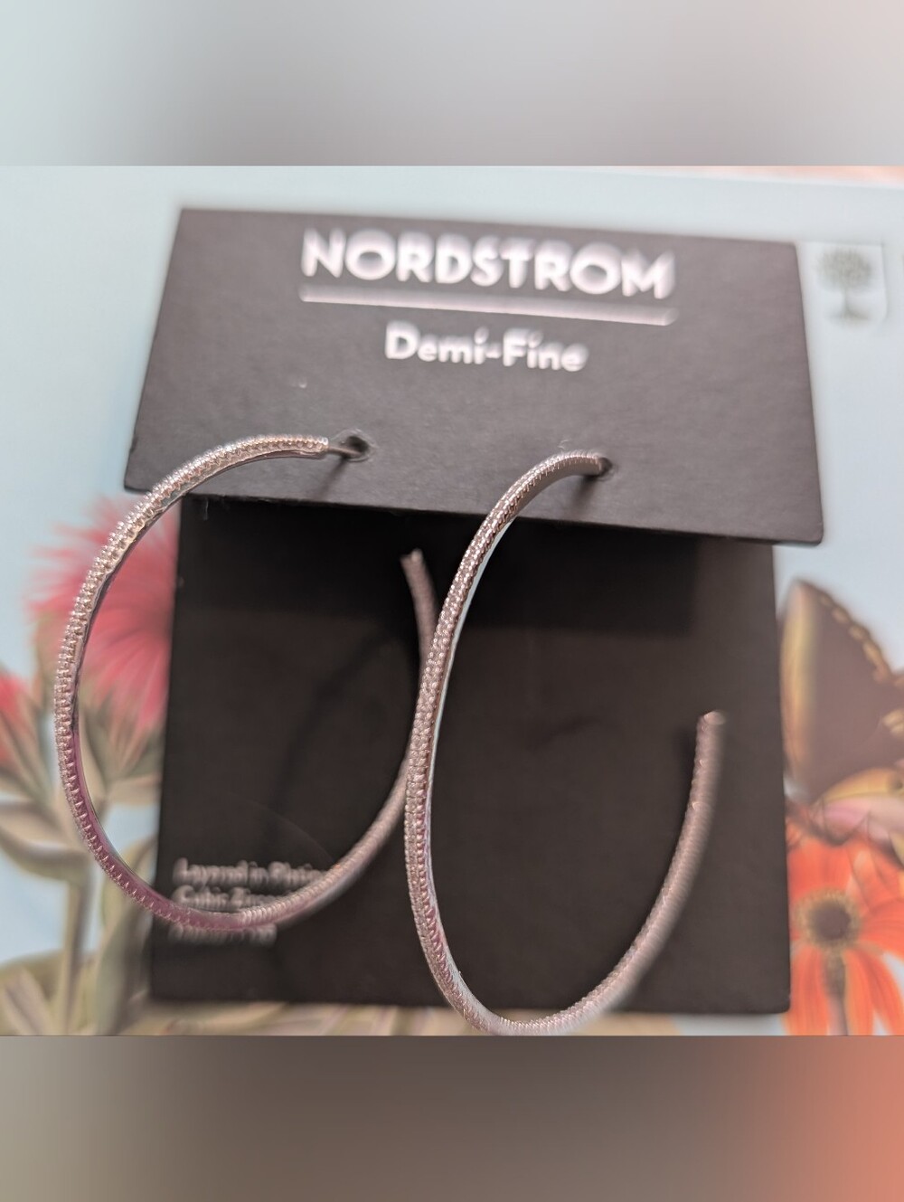 Nordstrom Silver Textured Hoop Earrings - Demi-Fine Collection